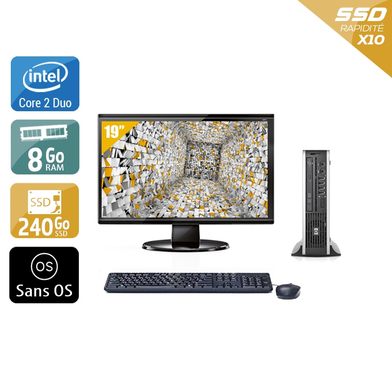HP Compaq Elite 8000 USDT Core 2 Duo + Écran - 19'' 8Go RAM 240Go SSD Sans OS  Bon étatOccasion certifiée reconditionnée Bon état -  reconditionné disponible sur Kiatoo