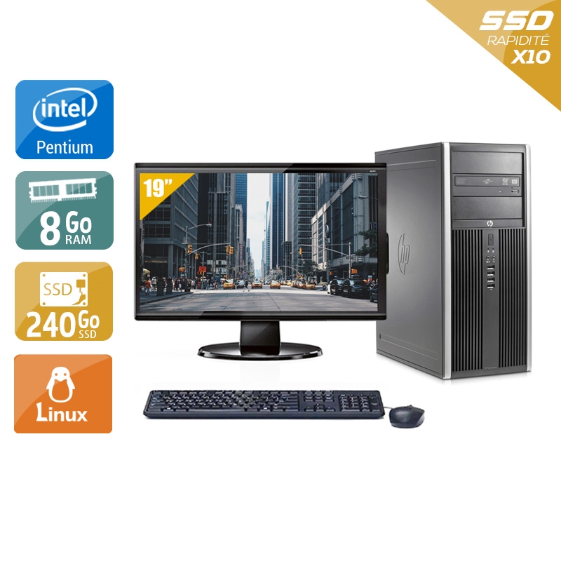 HP Compaq Elite 8200 Tower Pentium G Dual Core + Écran - 19'' 8Go RAM 240Go SSD Linux  Bon étatOccasion certifiée reconditionnée Bon état -  reconditionné disponible sur Kiatoo