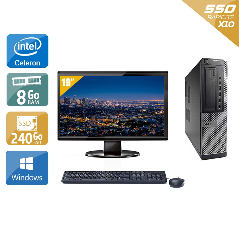 Dell Optiplex 390 Desktop Celeron Dual Core + Écran - 19'' 8Go RAM 240Go SSD Windows 10  Bon étatOccasion certifiée reconditionnée Bon état -  reconditionné disponible sur Kiatoo