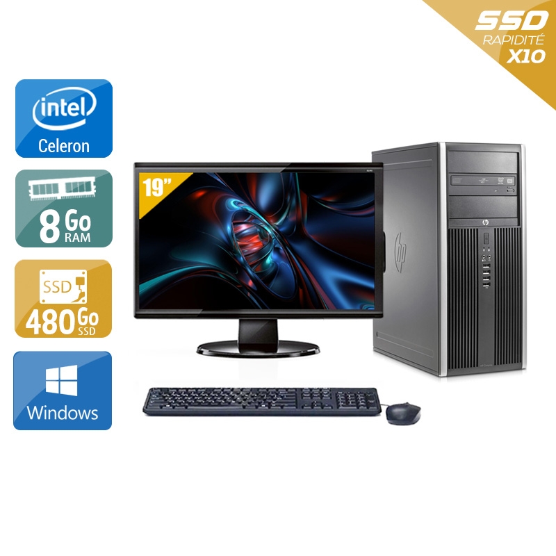 HP Compaq Elite 8200 Tower Celeron Dual Core + Écran - 19'' 8Go RAM 480Go SSD Windows 10  Bon étatOccasion certifiée reconditionnée Bon état -  reconditionné disponible sur Kiatoo