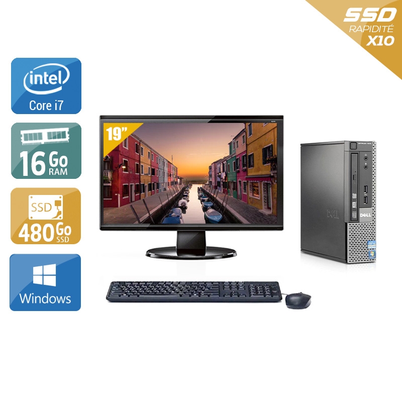 Dell Optiplex 7010 USDT i7 + Écran - 19'' 16Go RAM 480Go SSD Windows 10  Bon étatOccasion certifiée reconditionnée Bon état -  reconditionné disponible sur Kiatoo