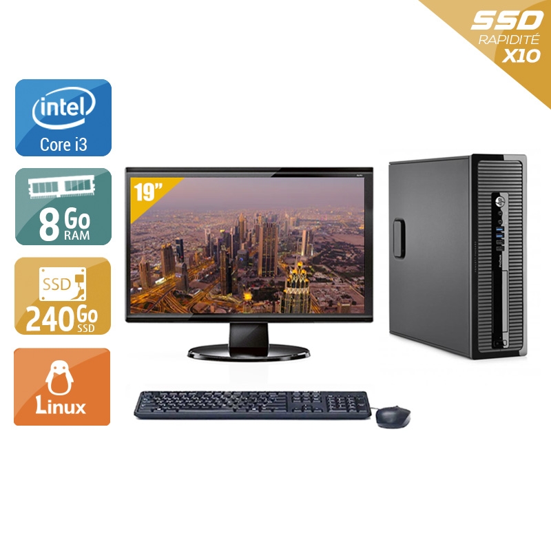 HP ProDesk 400 G2 SFF i3 + Écran - 19'' 8Go RAM 240Go SSD Linux  Bon étatOccasion certifiée reconditionnée Bon état -  reconditionné disponible sur Kiatoo