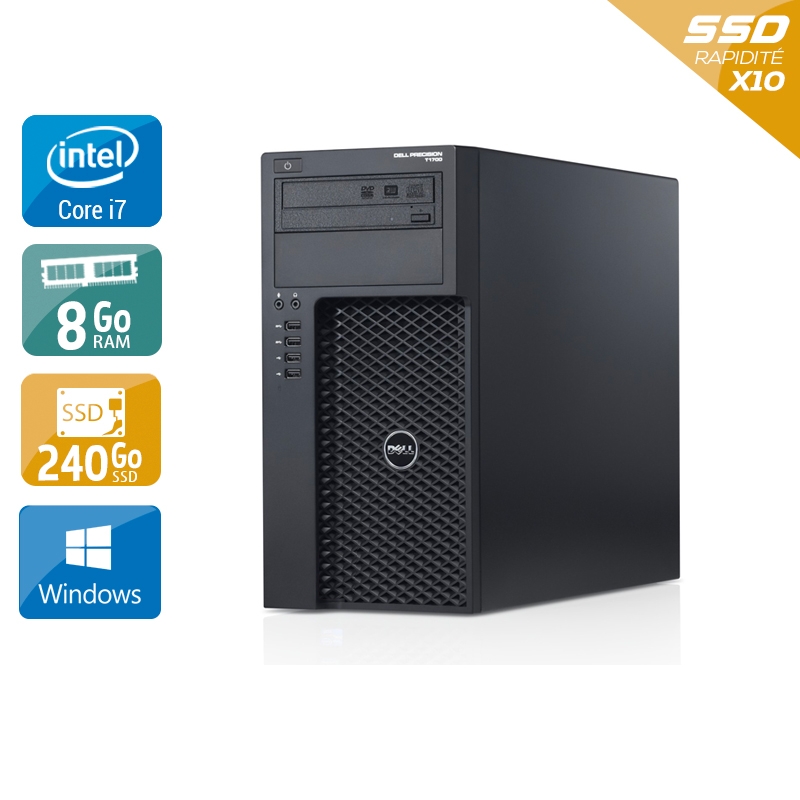 Dell Precision T1700 Tower i7 - 8Go RAM 240Go SSD Windows 10  Très bon étatOccasion certifiée reconditionnée Bon état -  reconditionné disponible sur Kiatoo