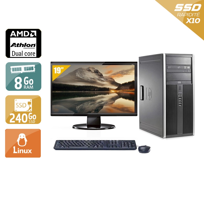 HP Compaq dc5850 Tower AMD Athlon Dual Core + Écran - 19'' 8Go RAM 240Go SSD Linux  Bon étatOccasion certifiée reconditionnée Bon état -  reconditionné disponible sur Kiatoo
