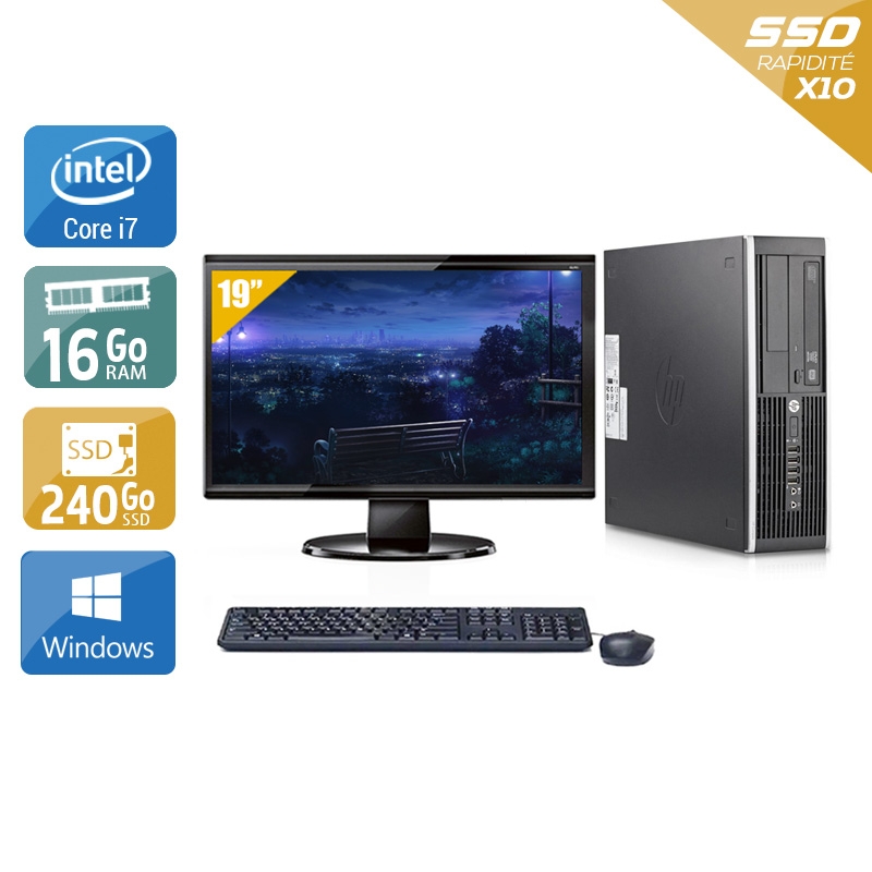 HP Compaq Elite 8200 SFF i7 + Écran - 19'' 16Go RAM 240Go SSD Windows 10  Bon étatOccasion certifiée reconditionnée Bon état -  reconditionné disponible sur Kiatoo