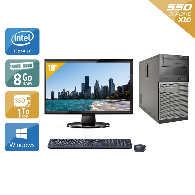 Dell Optiplex 7010 Tower i7 + Écran - 19'' 8Go RAM 1To SSD Windows 10  Bon étatOccasion certifiée reconditionnée Bon état -  reconditionné disponible sur Kiatoo