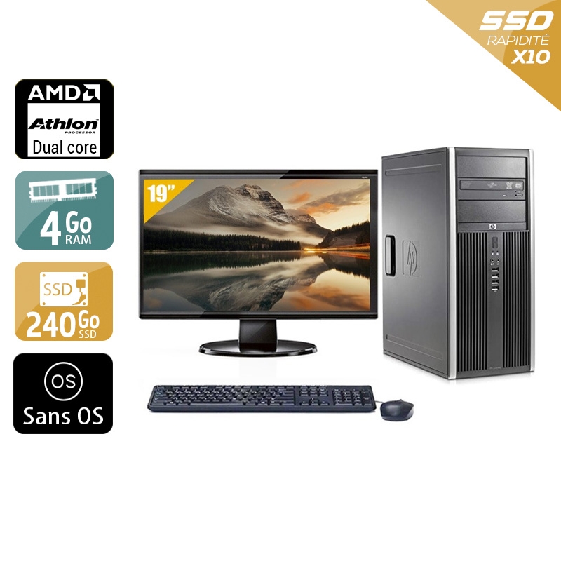 HP Compaq dc5850 Tower AMD Athlon Dual Core + Écran - 19'' 8Go RAM 240Go SSD Sans OS  Bon étatOccasion certifiée reconditionnée Bon état -  reconditionné disponible sur Kiatoo