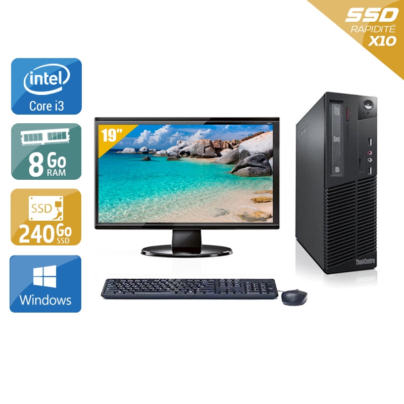 Lenovo ThinkCentre M81 SFF i3 + Écran - 19'' 8Go RAM 240Go SSD Windows 10  Bon étatOccasion certifiée reconditionnée Bon état -  reconditionné disponible sur Kiatoo