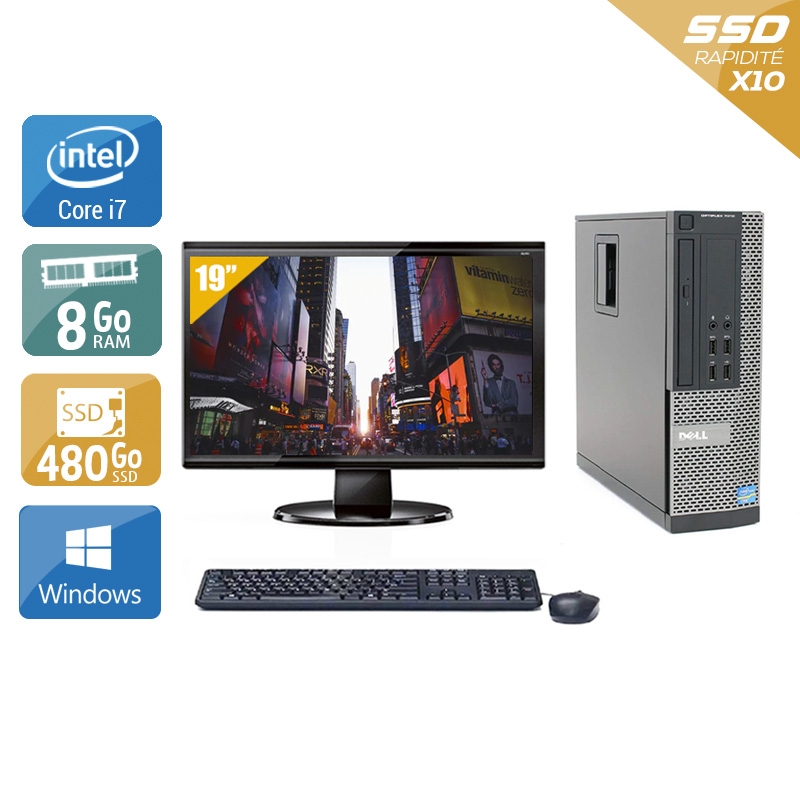 Dell Optiplex 7010 SFF i7 + Écran - 19'' 8Go RAM 480Go SSD Windows 10  Très bon étatOccasion certifiée reconditionnée Bon état -  reconditionné disponible sur Kiatoo