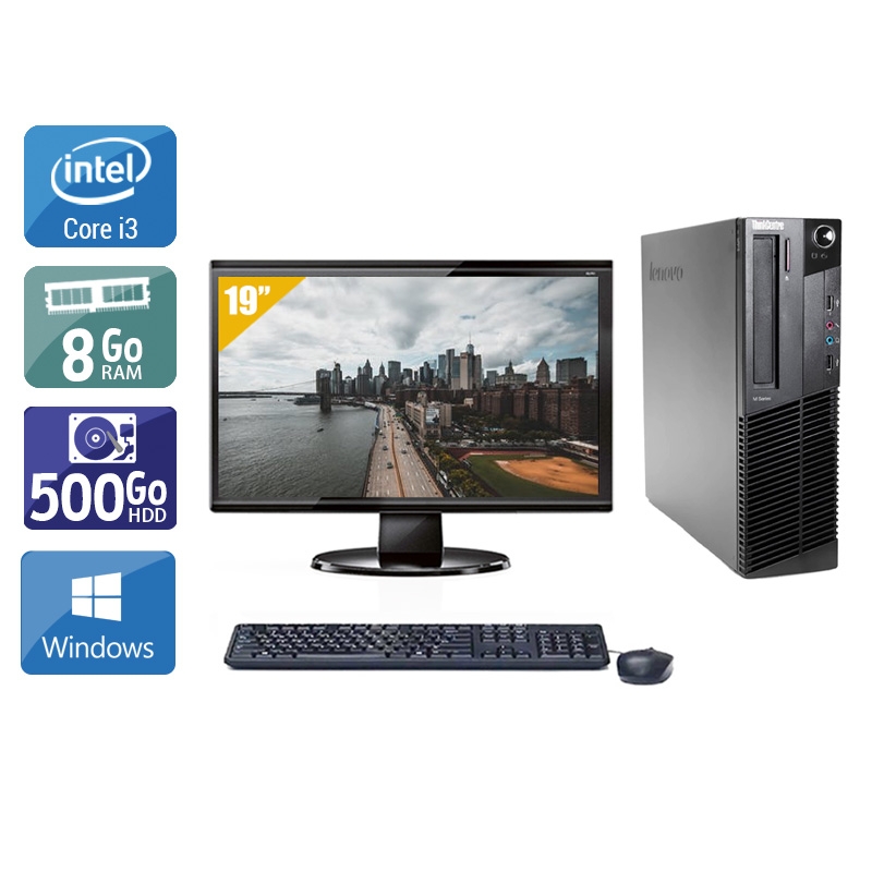 Lenovo ThinkCentre M92 SFF i3 + Écran - 19'' 8Go RAM 500Go HDD Windows 10  Bon étatOccasion certifiée reconditionnée Bon état -  reconditionné disponible sur Kiatoo