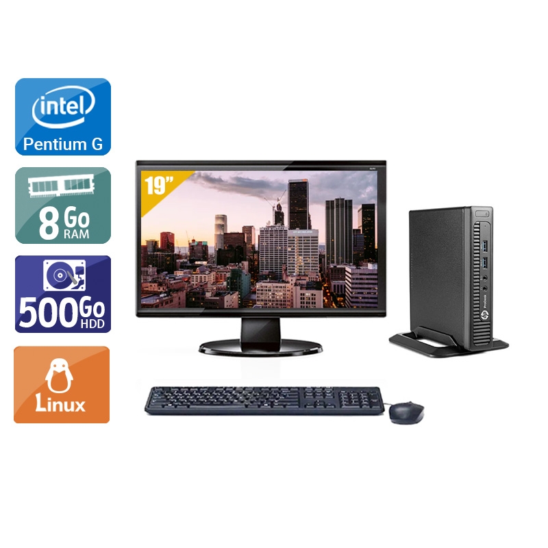 HP ProDesk 600 G1 TINY Pentium G Dual Core + Écran - 19'' 8Go RAM 500Go HDD Linux  Bon étatOccasion certifiée reconditionnée Bon état -  reconditionné disponible sur Kiatoo