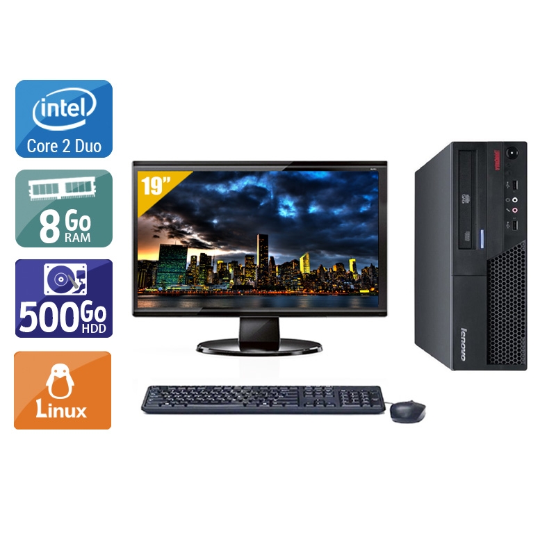 Lenovo ThinkCentre M58 SFF Core 2 Duo + Écran - 19'' 8Go RAM 500Go HDD Linux  Bon étatOccasion certifiée reconditionnée Bon état -  reconditionné disponible sur Kiatoo