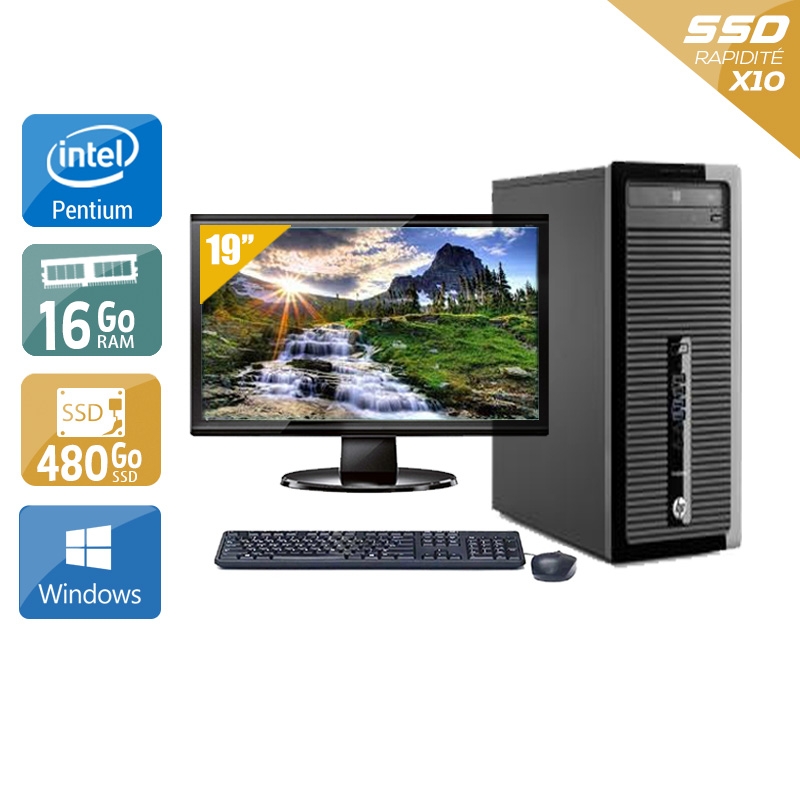 HP ProDesk 400 G1 Tower Pentium G Dual Core + Écran - 19'' 8Go RAM 480Go SSD Windows 10  Bon étatOccasion certifiée reconditionnée Bon état -  reconditionné disponible sur Kiatoo