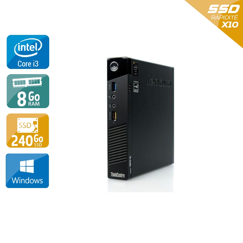 Lenovo ThinkCentre M73 Tiny i3 - 8Go RAM 240Go SSD Windows 10  État correctOccasion certifiée reconditionnée Bon état -  reconditionné disponible sur Kiatoo