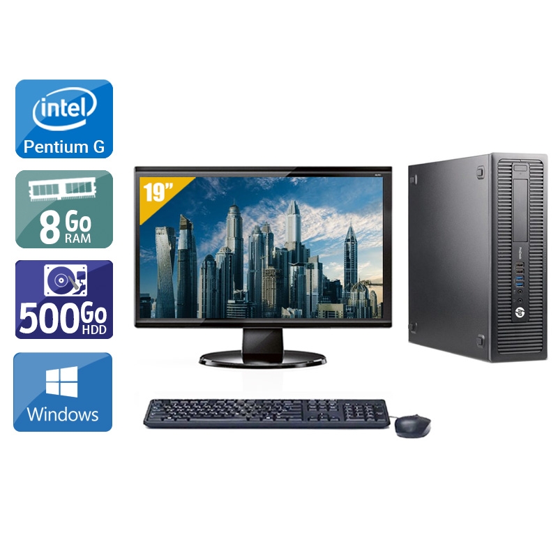 HP ProDesk 600 G2 SFF Pentium G Dual Core Gen 6 + Écran - 19'' 8Go RAM 500Go HDD Windows 10  Très bon étatOccasion certifiée reconditionnée Bon état -  reconditionné disponible sur Kiatoo