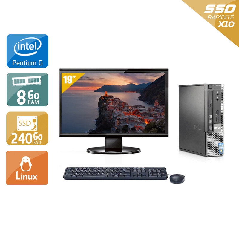 Dell Optiplex 7010 USDT Pentium G Dual Core + Écran - 19'' 8Go RAM 240Go SSD Linux  Bon étatOccasion certifiée reconditionnée Bon état -  reconditionné disponible sur Kiatoo