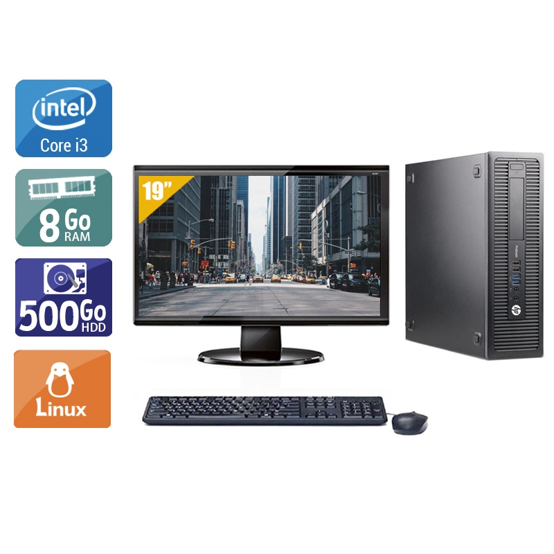 HP ProDesk 600 G1 SFF i3 + Écran - 19'' 8Go RAM 500Go HDD Linux  Très bon étatOccasion certifiée reconditionnée Bon état -  reconditionné disponible sur Kiatoo