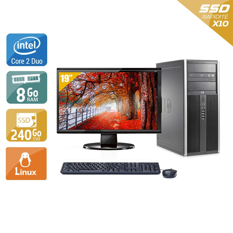 HP Compaq Elite 8000 Tower Core 2 Duo + Écran - 19'' 8Go RAM 240Go SSD Linux  Bon étatOccasion certifiée reconditionnée Bon état -  reconditionné disponible sur Kiatoo