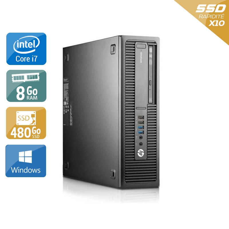 HP EliteDesk 800 G1 SFF i7 - 8Go RAM 480Go SSD Windows 10  Très bon étatOccasion certifiée reconditionnée Bon état -  reconditionné disponible sur Kiatoo