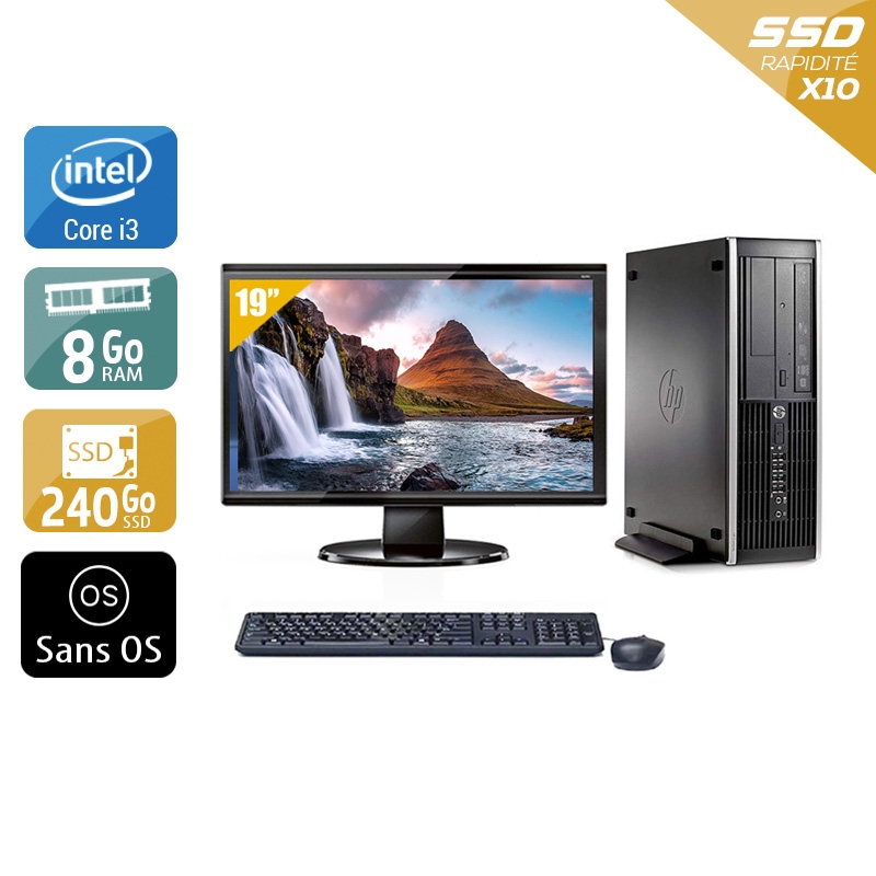HP Compaq Pro 6300 SFF i3 + Écran - 19'' 8Go RAM 240Go SSD Sans OS  État correctOccasion certifiée reconditionnée Bon état -  reconditionné disponible sur Kiatoo