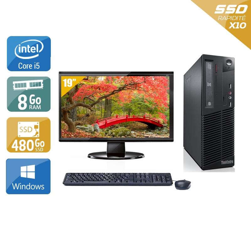 Lenovo ThinkCentre M73 SFF i5 + Écran - 19'' 8Go RAM 480Go SSD Windows 10  Bon étatOccasion certifiée reconditionnée Bon état -  reconditionné disponible sur Kiatoo