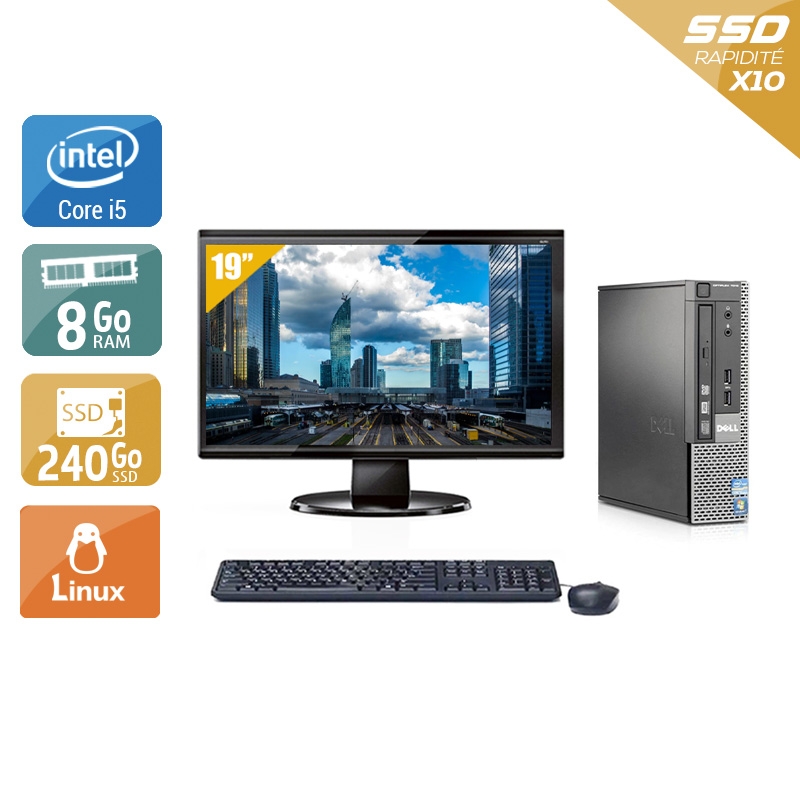 Dell Optiplex 790 USDT i5 + Écran - 19'' 8Go RAM 240Go SSD Linux  Très bon étatOccasion certifiée reconditionnée Bon état -  reconditionné disponible sur Kiatoo