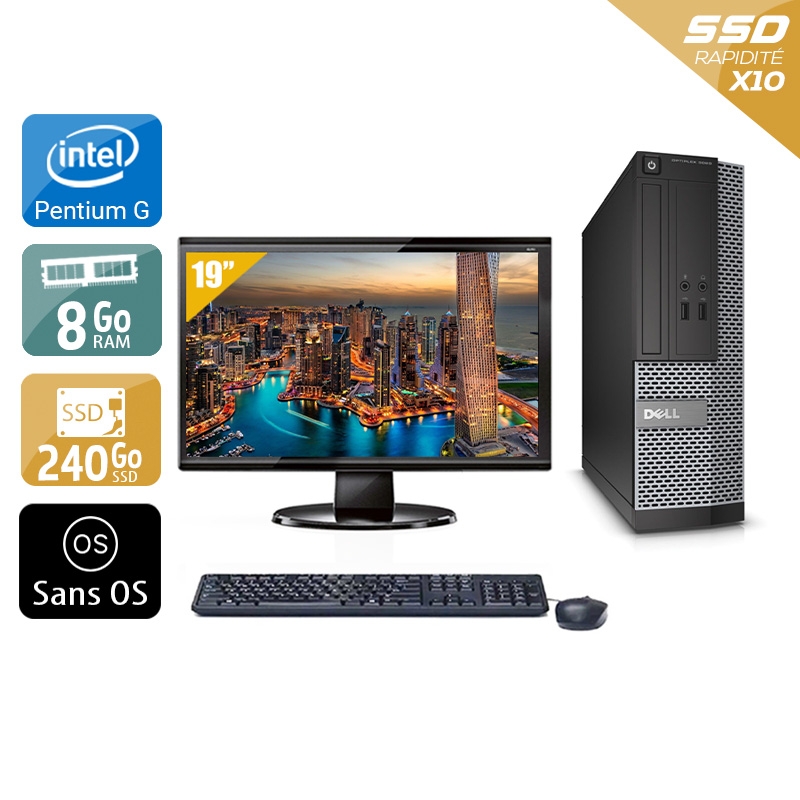 Dell Optiplex 3020 SFF Pentium G Dual Core + Écran - 19'' 8Go RAM 240Go SSD Sans OS  Très bon étatOccasion certifiée reconditionnée Bon état -  reconditionné disponible sur Kiatoo