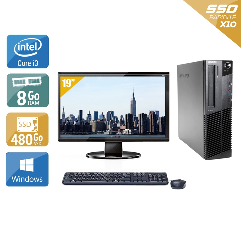 Lenovo ThinkCentre M91 SFF i3 + Écran - 19'' 8Go RAM 480Go SSD Windows 10  Bon étatOccasion certifiée reconditionnée Bon état -  reconditionné disponible sur Kiatoo
