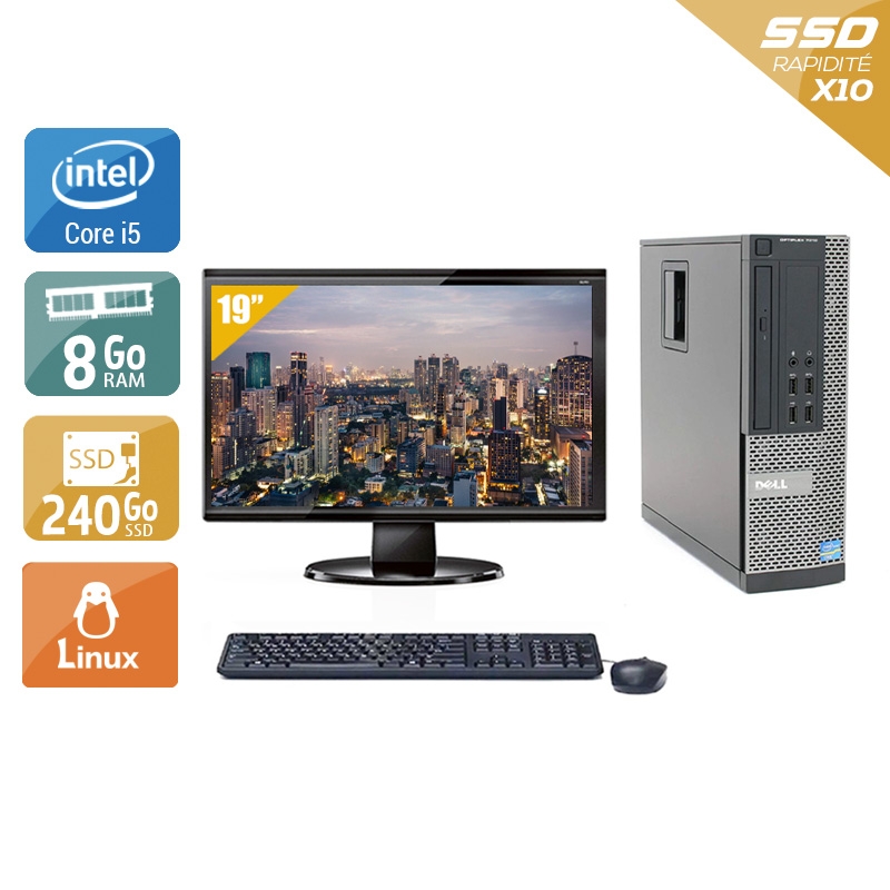Dell Optiplex 990 SFF i5 + Écran - 19'' 8Go RAM 240Go SSD Linux  Très bon étatOccasion certifiée reconditionnée Bon état -  reconditionné disponible sur Kiatoo