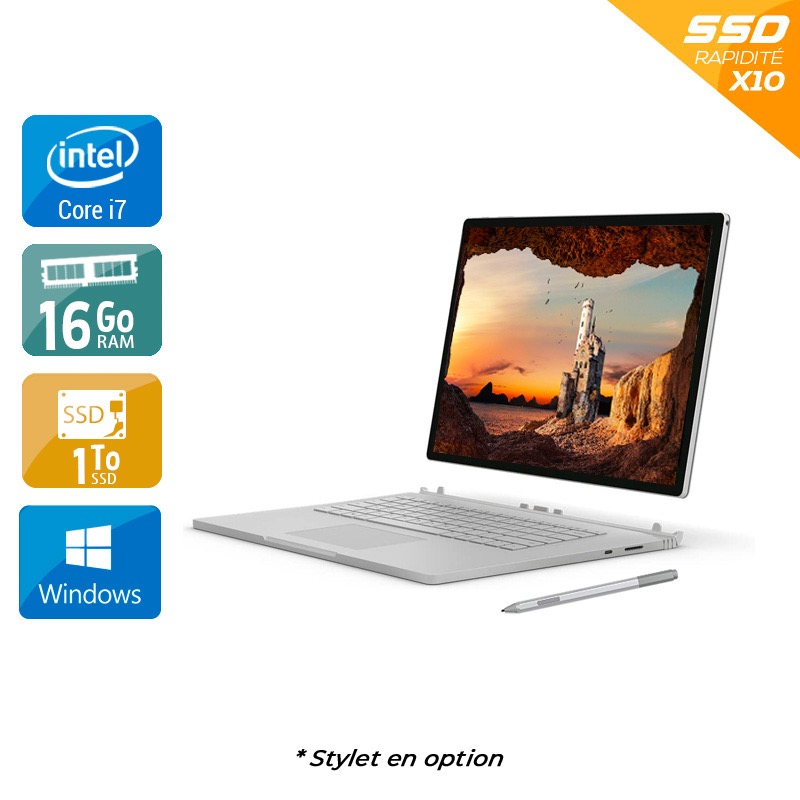Microsoft Surface Book 2 13,5'' i7 Gen 8 16Go RAM 1To SSD Windows 10  Bon étatOccasion certifiée reconditionnée Bon état -  reconditionné disponible sur Kiatoo