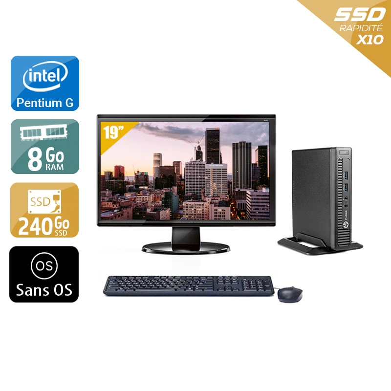 HP ProDesk 600 G1 TINY Pentium G Dual Core + Écran - 19'' 8Go RAM 240Go SSD Sans OS  Bon étatOccasion certifiée reconditionnée Bon état -  reconditionné disponible sur Kiatoo