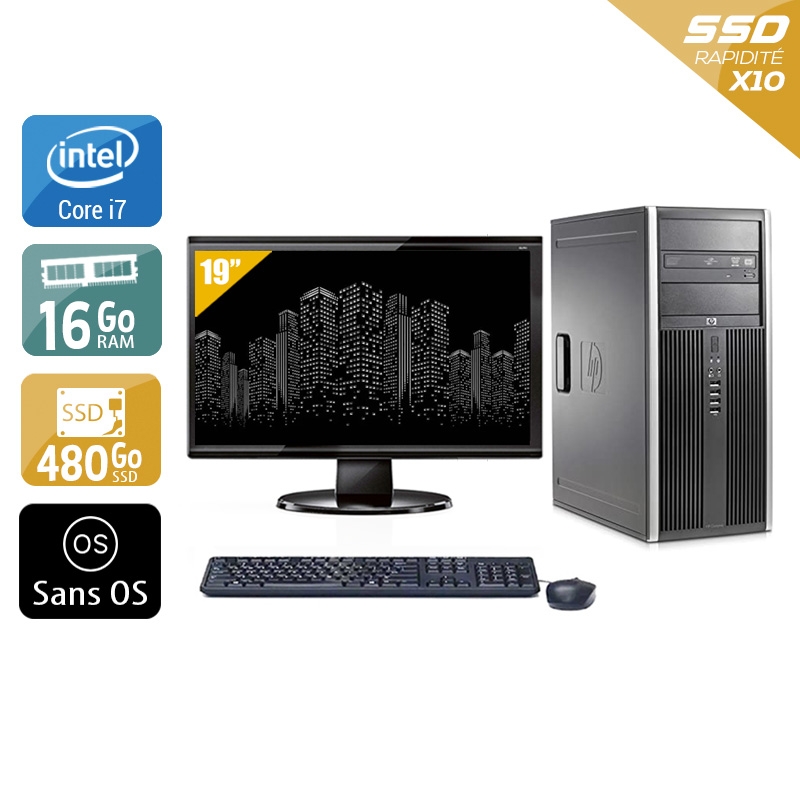 HP Compaq Elite 8300 Tower i7 + Écran - 19'' 16Go RAM 480Go SSD Sans OS  Très bon étatOccasion certifiée reconditionnée Bon état -  reconditionné disponible sur Kiatoo