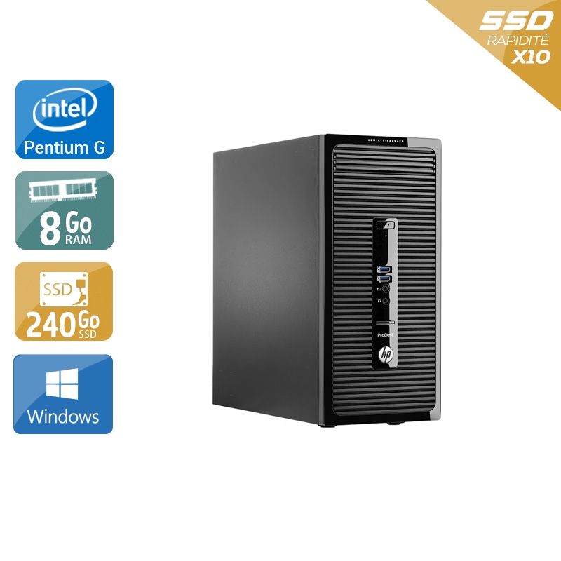 HP ProDesk 400 G2 Tower Pentium G Dual Core - 8Go RAM 240Go SSD Windows 10  Très bon étatOccasion certifiée reconditionnée Bon état -  reconditionné disponible sur Kiatoo
