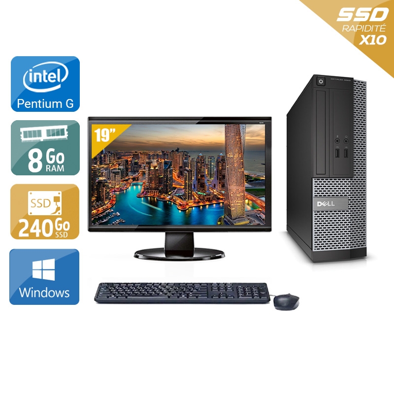 Dell Optiplex 3020 SFF Pentium G Dual Core + Écran - 19'' 8Go RAM 240Go SSD Windows 10  Très bon étatOccasion certifiée reconditionnée Bon état -  reconditionné disponible sur Kiatoo