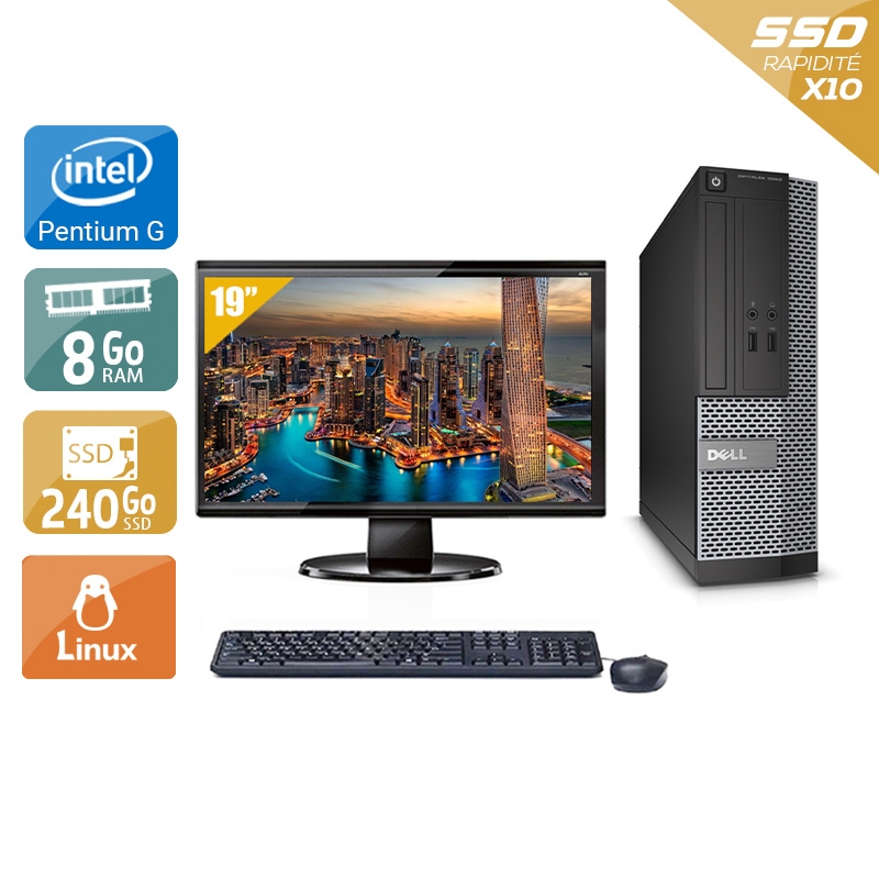 Dell Optiplex 3020 SFF Pentium G Dual Core + Écran - 19'' 8Go RAM 240Go SSD Linux  Très bon étatOccasion certifiée reconditionnée Bon état -  reconditionné disponible sur Kiatoo