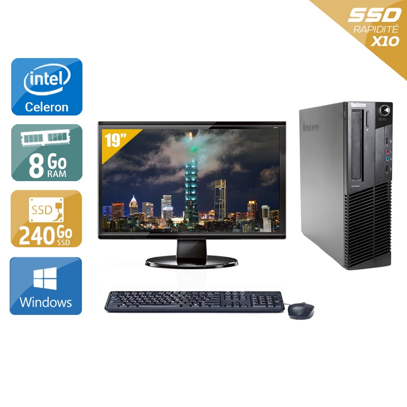 Acheter Lenovo ThinkCentre M83 SFF Celeron Dual Core + Écran - 19'' 8Go RAM 240Go SSD Windows 10 Bon étatOccasion certifiée reconditionnée Bon état - 224,17 € Lenovo ThinkCentre M83 SFF Celeron Dual Core + Écran - 19'' 8Go RAM 240Go SSD Windows 10 Bon étatOccasion certifiée reconditionnée Bon état - reconditionné disponible sur Kiatoo