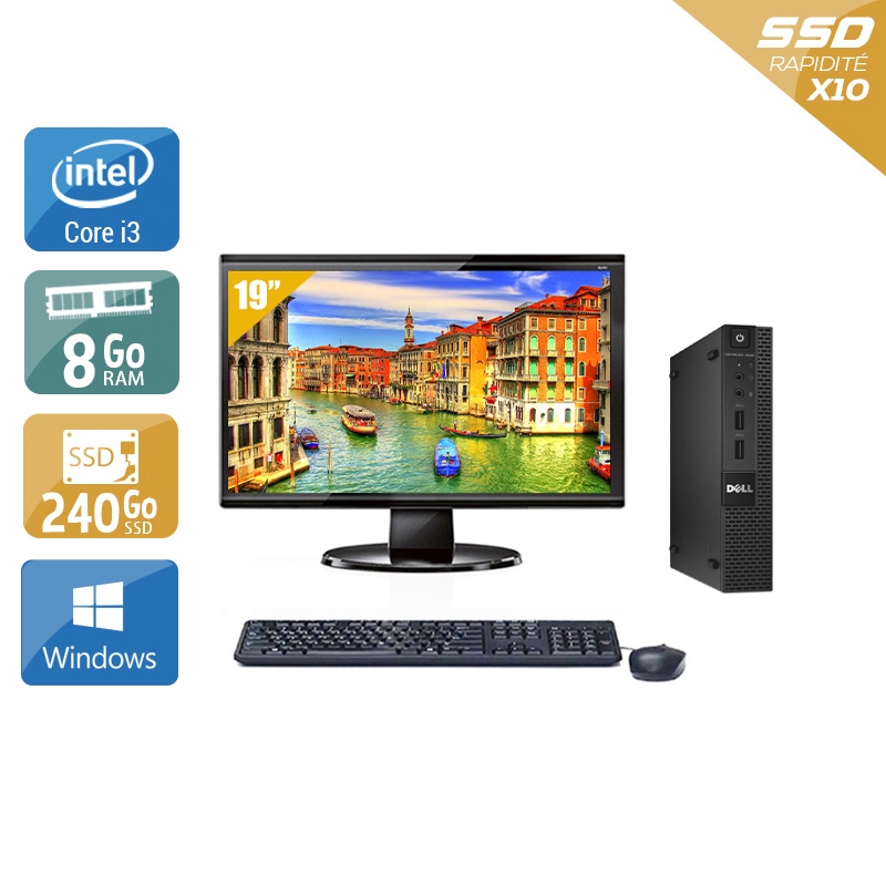 Dell Optiplex 3020M Micro i3 + Écran - 19'' 8Go RAM 240Go SSD Windows 10  Bon étatOccasion certifiée reconditionnée Bon état -  reconditionné disponible sur Kiatoo