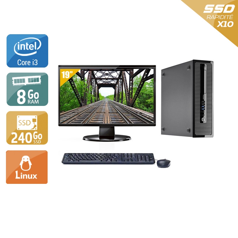 HP ProDesk 400 G2 Tower i3 + Écran - 19'' 8Go RAM 240Go SSD Linux  Bon étatOccasion certifiée reconditionnée Bon état -  reconditionné disponible sur Kiatoo