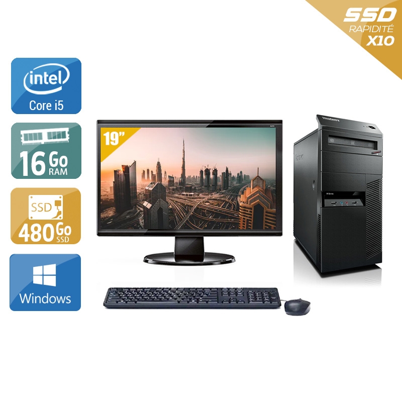 Acheter Lenovo ThinkCentre M90 Tower i5 + Écran - 19'' 16Go RAM 480Go SSD Windows 10 Bon étatOccasion certifiée reconditionnée Bon état - 299,17 € Lenovo ThinkCentre M90 Tower i5 + Écran - 19'' 16Go RAM 480Go SSD Windows 10 Bon étatOccasion certifiée reconditionnée Bon état - reconditionné disponible sur Kiatoo
