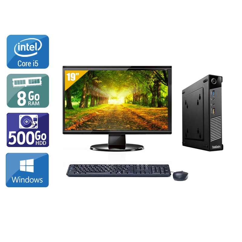 Lenovo ThinkCentre M73 Tiny i5 + Écran - 19'' 8Go RAM 500Go HDD Windows 10  Bon étatOccasion certifiée reconditionnée Bon état -  reconditionné disponible sur Kiatoo
