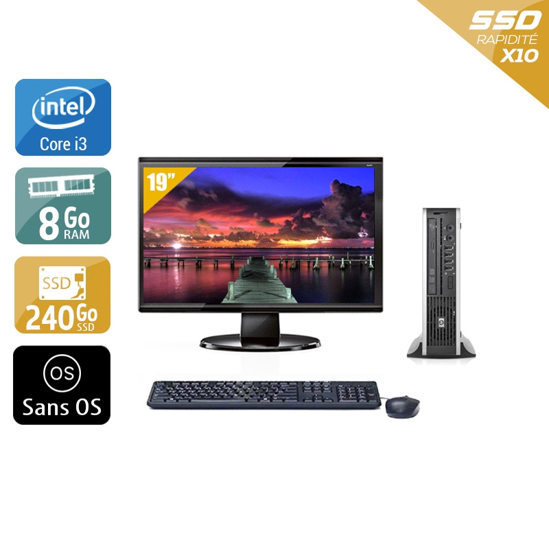 HP Compaq Elite 8300 USDT i3 + Écran - 19'' 8Go RAM 240Go SSD Sans OS  Très bon étatOccasion certifiée reconditionnée Bon état -  reconditionné disponible sur Kiatoo