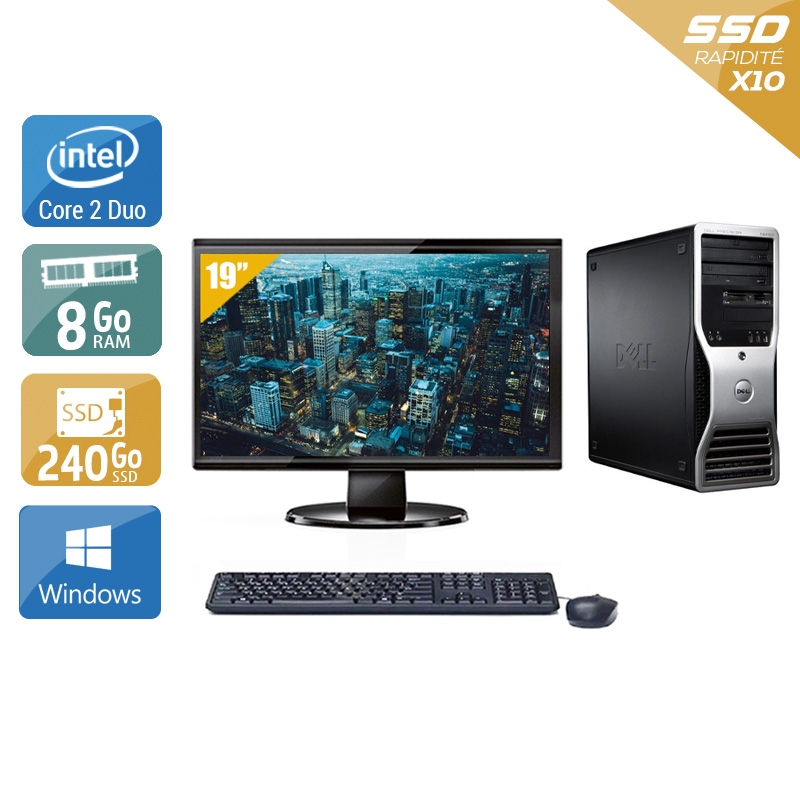Dell Precision T3400 Tower Core 2 Duo + Écran - 19'' 8Go RAM 240Go SSD Windows 10  Bon étatOccasion certifiée reconditionnée Bon état -  reconditionné disponible sur Kiatoo