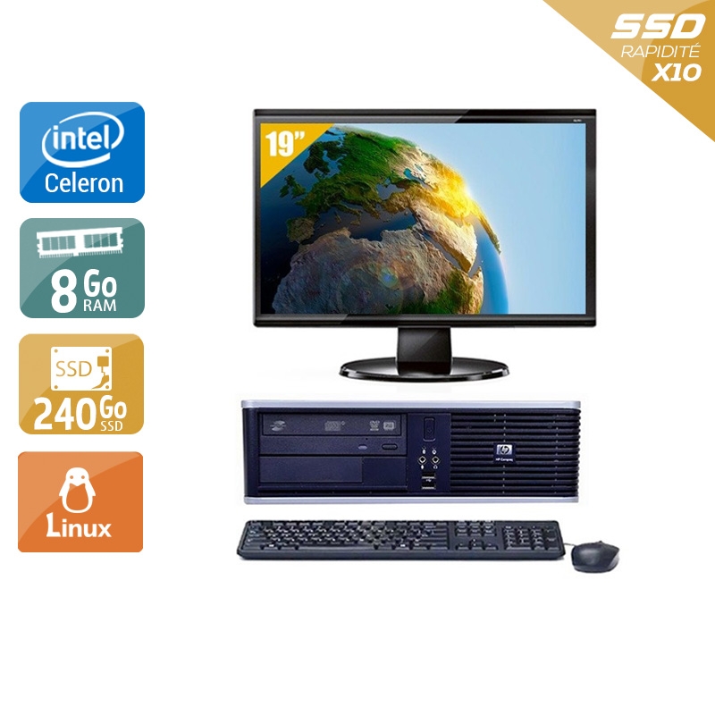 HP Compaq dc7800 SFF Celeron Dual Core + Écran - 19'' 8Go RAM 240Go SSD Linux  Bon étatOccasion certifiée reconditionnée Bon état -  reconditionné disponible sur Kiatoo