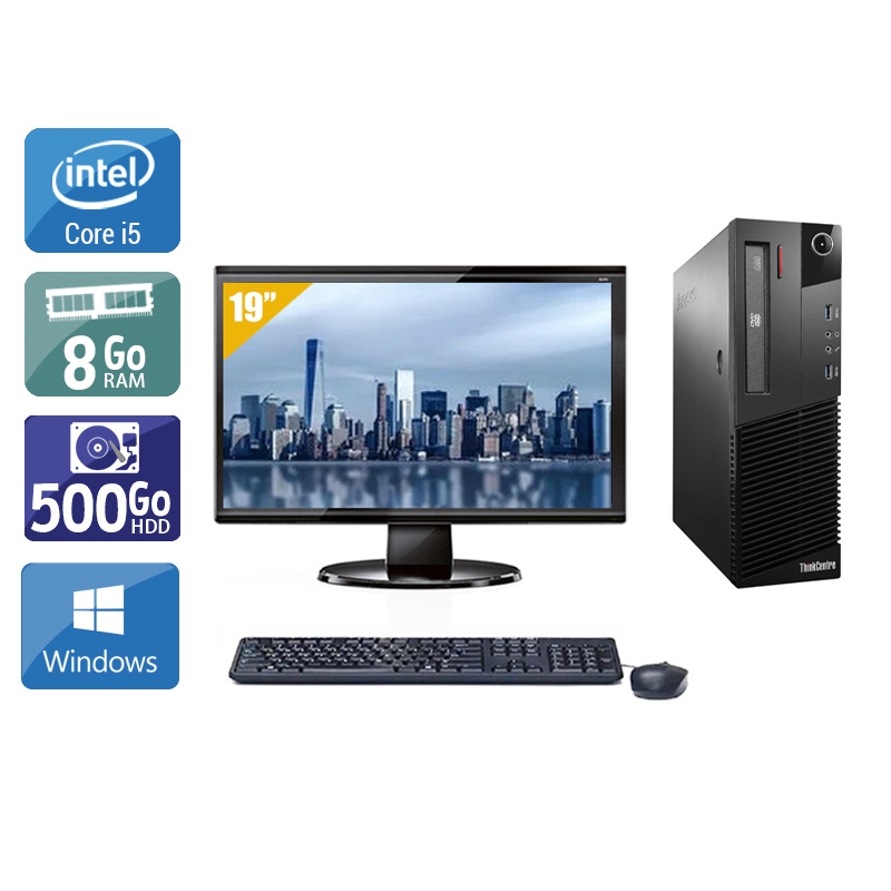 Lenovo ThinkCentre M93 SFF i5 + Écran - 19'' 8Go RAM 500Go HDD Windows 10  Bon étatOccasion certifiée reconditionnée Bon état -  reconditionné disponible sur Kiatoo