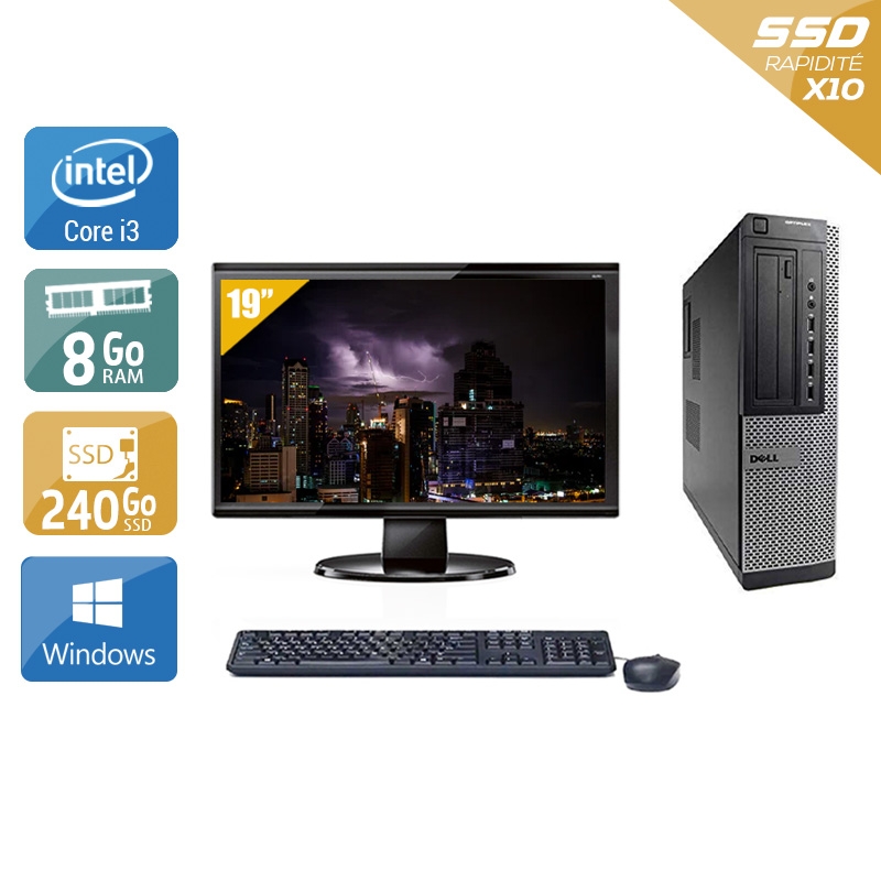 Dell Optiplex 990 Desktop i3 + Écran - 19'' 8Go RAM 240Go SSD Windows 10  Bon étatOccasion certifiée reconditionnée Bon état -  reconditionné disponible sur Kiatoo