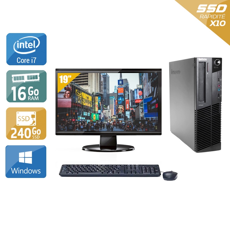 Acheter Lenovo ThinkCentre M91 SFF i7 + Écran - 19'' 16Go RAM 240Go SSD Windows 10 Bon étatOccasion certifiée reconditionnée Bon état - 257,50 € Lenovo ThinkCentre M91 SFF i7 + Écran - 19'' 16Go RAM 240Go SSD Windows 10 Bon étatOccasion certifiée reconditionnée Bon état - reconditionné disponible sur Kiatoo