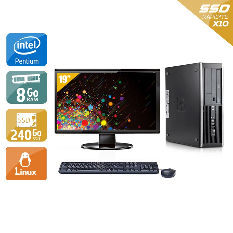 HP Compaq Elite 8300 SFF Pentium G Dual Core + Écran - 19'' 8Go RAM 240Go SSD Linux  Bon étatOccasion certifiée reconditionnée Bon état -  reconditionné disponible sur Kiatoo