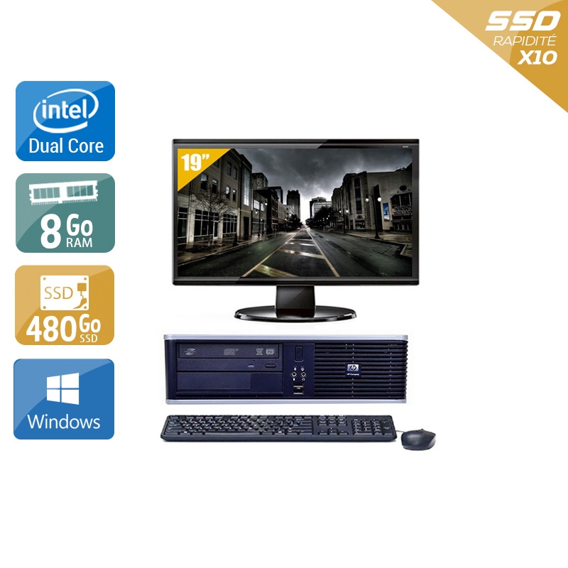 HP Compaq dc7900 SFF Dual Core + Écran - 19'' 8Go RAM 480Go SSD Windows 10  Bon étatOccasion certifiée reconditionnée Bon état -  reconditionné disponible sur Kiatoo