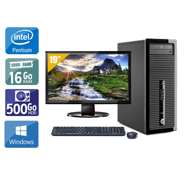 HP ProDesk 400 G1 Tower Pentium G Dual Core + Écran - 19'' 8Go RAM 500Go HDD Windows 10  Bon étatOccasion certifiée reconditionnée Bon état -  reconditionné disponible sur Kiatoo