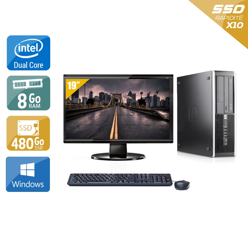 HP Compaq Pro 6000 SFF Dual Core + Écran - 19'' 8Go RAM 480Go SSD Windows 10  Bon étatOccasion certifiée reconditionnée Bon état -  reconditionné disponible sur Kiatoo
